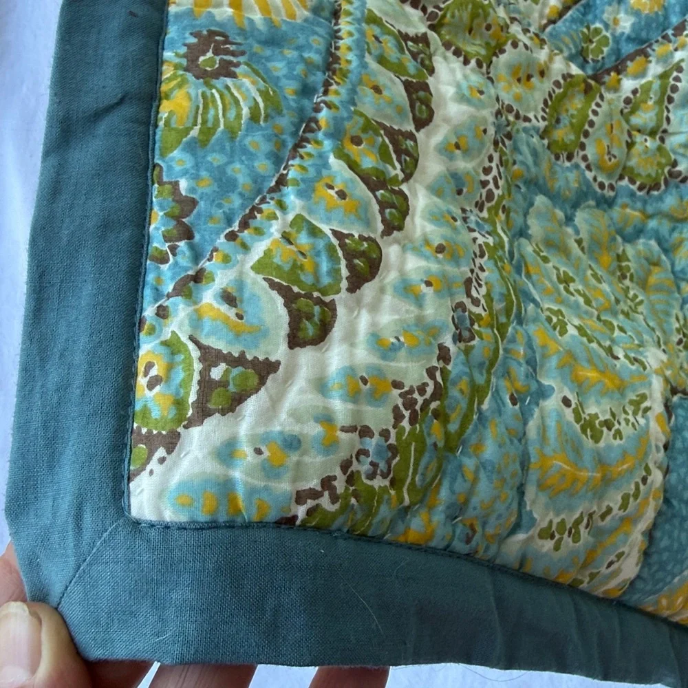 Pottery Barn Shams 2 set‎ Rosalie Paisley Euro covers  quilted greens turquoise